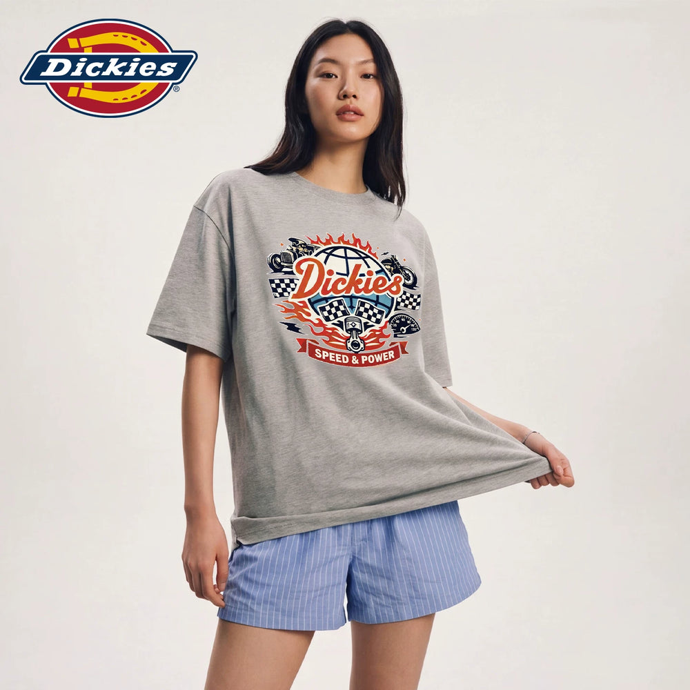 Dickies pure cotton short sleeved T-shirt for women in summer 2026, new American printed loose round neck top m