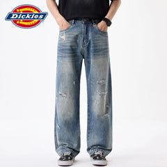 Dickies Cool Suitable American Thin Straight leg Jeans for Men's Summer New Style with Perforated Design Feeling Long Pants Y