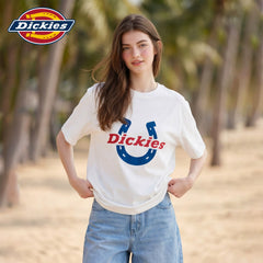 Dickies Cool Suitable White Round Neck Printed Short Sleeve T-shirt for Women 2026 Loose and Versatile Casual Top Trendy Brand M