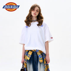 Dickies Heavy 320g Sorona Paris Cotton T-shirt Men's American Retro Letter Printed Loose Round Neck Short Sleeve