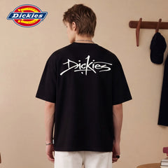 Dickies Di Ku Shi Solona Short sleeved T-shirt Men's Summer Bright Thread Decoration Contrast Half Sleeve Black Top M