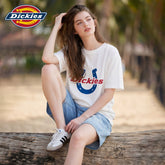 Dickies Cool Suitable White Round Neck Printed Short Sleeve T-shirt for Women 2026 Loose and Versatile Casual Top Trendy Brand M