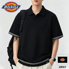 Dickies short sleeved men's 2026 summer new casual breathable seagull collar T-shirt youth top knitted polo shirt