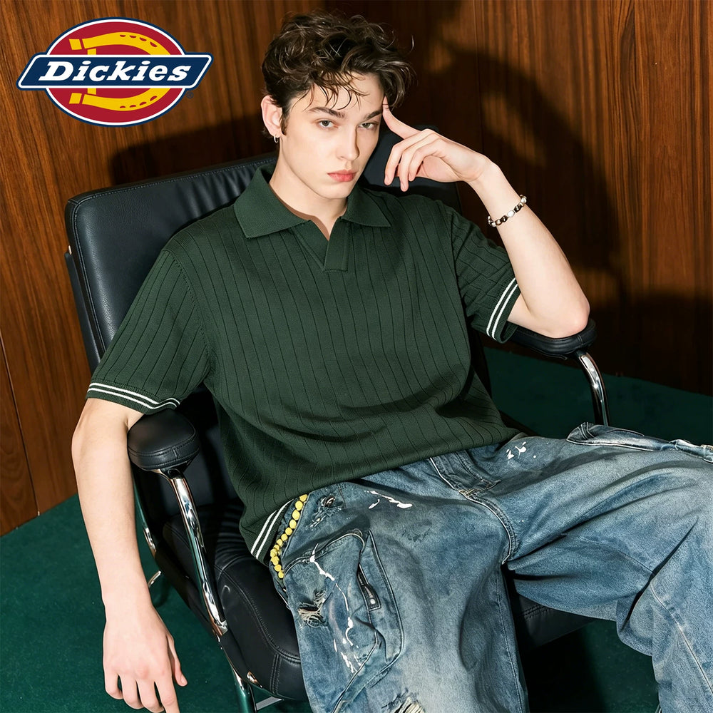 Dickies short sleeved men's 2026 summer new casual breathable seagull collar T-shirt youth top knitted polo shirt