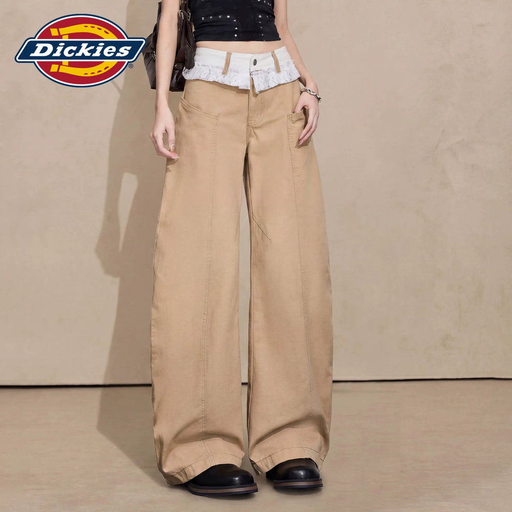 Dickies Emperor Cool Suitable High Waist Wide Leg Jeans for Women 2026 Lace Lace workwear Style Relaxation Bending Knife Pants M