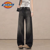 Dickies Cool Washable Black Grey Wide Leg Jeans for Women in Summer, High Waist Straight Leg Pants, Small and Comfortable, M