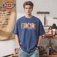 Dickies Emperor Cool Suitable American Letter Printed Short sleeved T-shirt for Men's Summer Loose and Versatile Half Sleeve Pure Cotton Top M