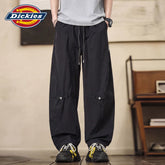 Dickies Men's Black Casual Workwear Pants, Summer Thin Loose Straight Wide-Leg Trousers, Size M