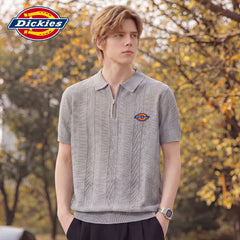 Dickies Cool Suitable Half Zipper Short Sleeve Polo Shirt Summer New Loose and Versatile Classic Logo T-shirt Top Y