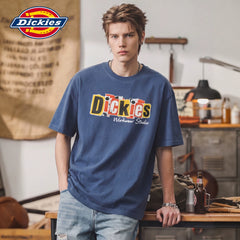 Dickies Emperor Cool Suitable American Letter Printed Short sleeved T-shirt for Men's Summer Loose and Versatile Half Sleeve Pure Cotton Top M