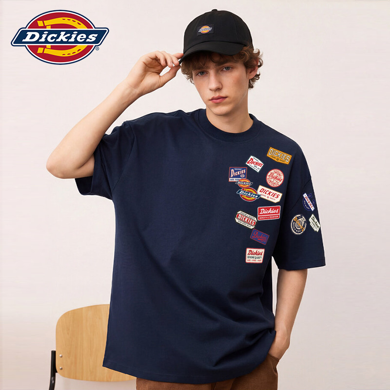 Dickies Heavy 300g Sorona Paris Cotton Sleeve T-shirt Summer Round Neck Loose Versatile Couple Half Sleeve