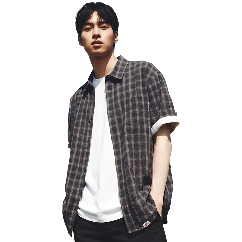 Dickies Cool Short Sleeve Shirt New Men's American Trendy Plaid Shirt Simple Casual Loose Top M
