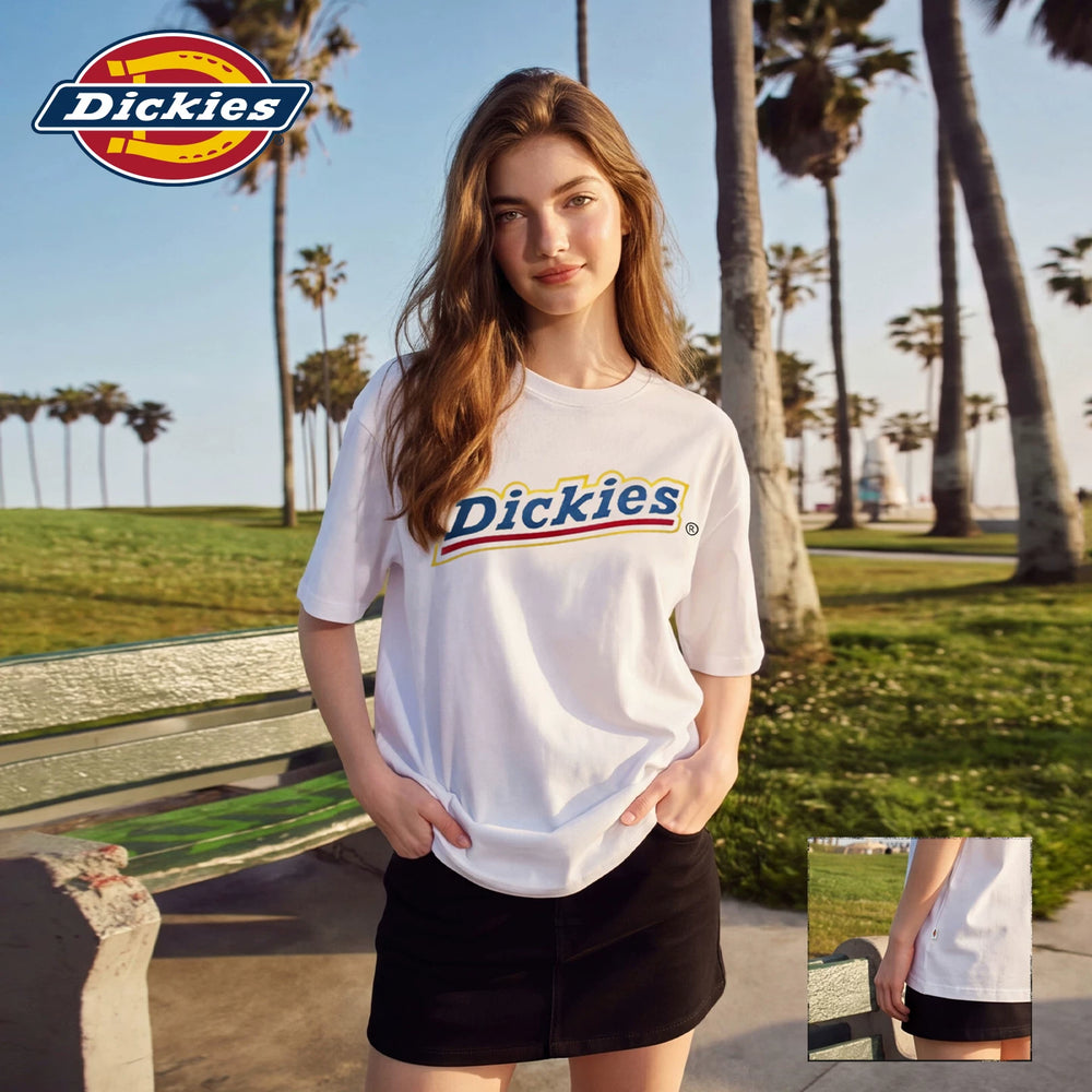 Dickies Cool Suitable Pure Cotton Short sleeved T-shirt for Women's Summer New Style American Trendy Brand Letter Printed Versatile Top m