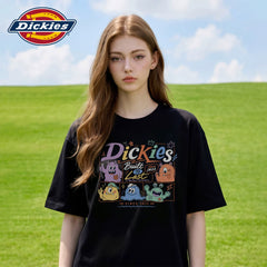 Dickies Cool Cartoon style Short sleeved T-shirt for women's summer style black printed round neck pure cotton trendy top m