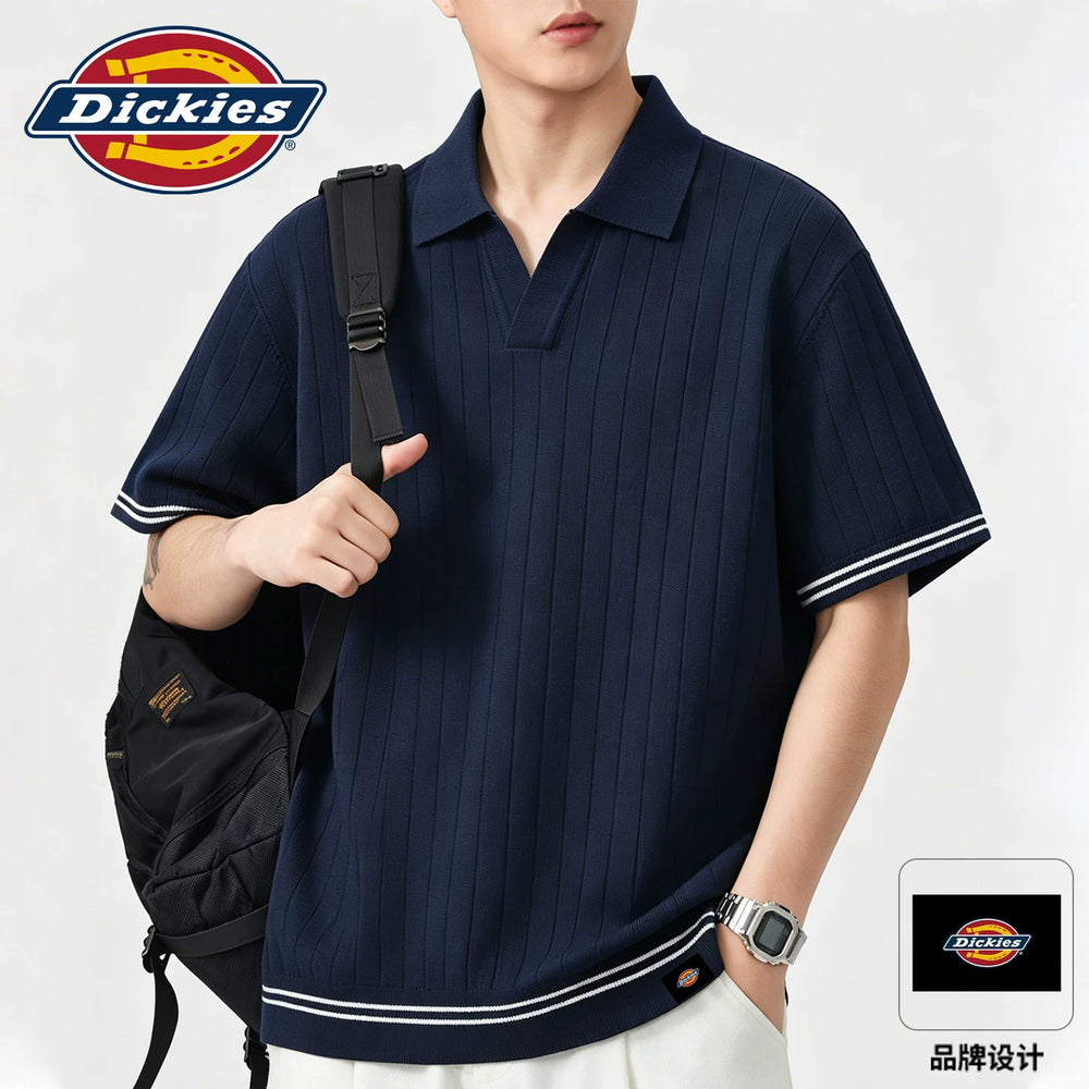 Dickies short sleeved men's 2026 summer new casual breathable seagull collar T-shirt youth top knitted polo shirt