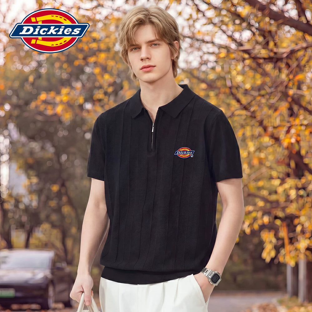 Dickies Cool Suitable Half Zipper Short Sleeve Polo Shirt Summer New Loose and Versatile Classic Logo T-shirt Top Y