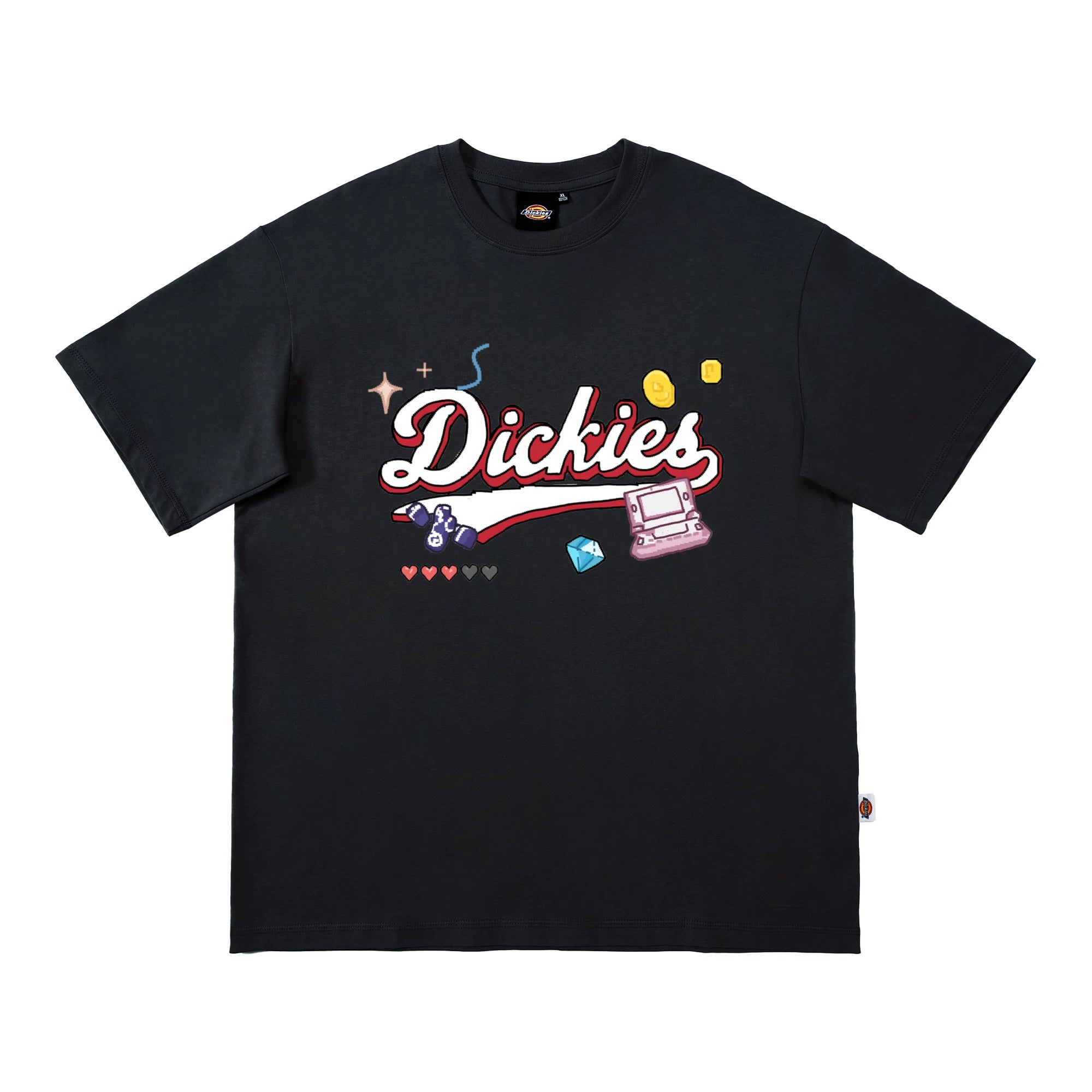 Dickies Emperor Cool Suitable Children's Fun Cartoon Letter Printed Short sleeved T-shirt Men's Summer Pure Cotton Half Sleeve Loose Top M