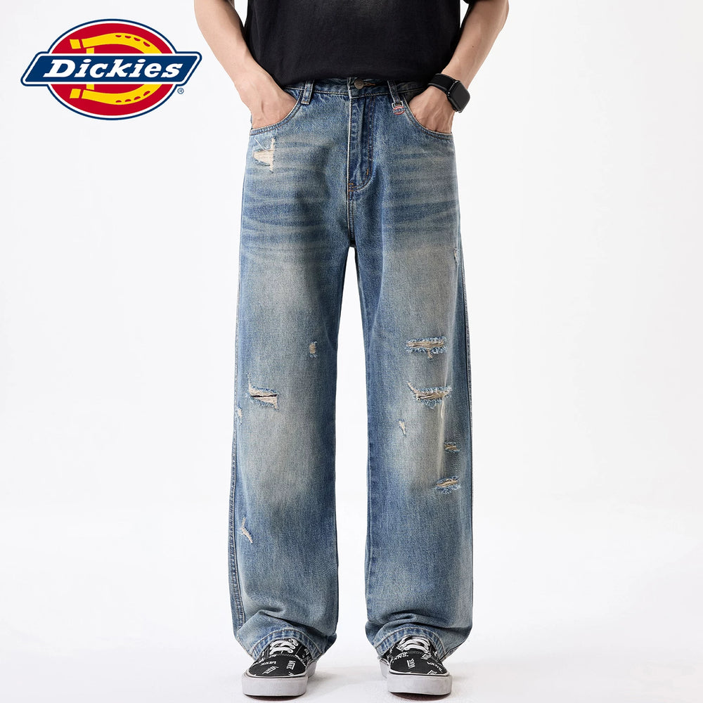 Dickies Cool Suitable American Thin Straight leg Jeans for Men's Summer New Style with Perforated Design Feeling Long Pants Y