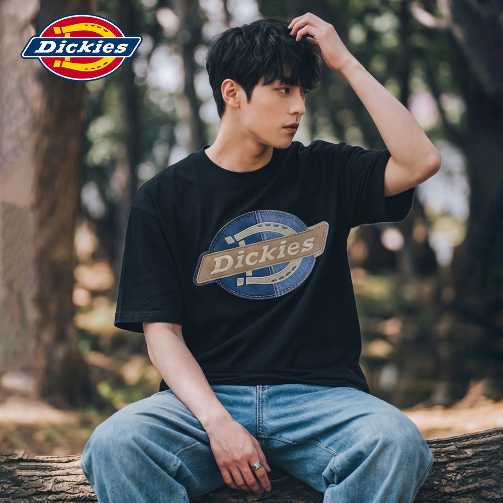Dickies Cool Black Pure Cotton Short sleeved T-shirt Men's Summer Brand Classic LOGO Printed Half Sleeve Top M