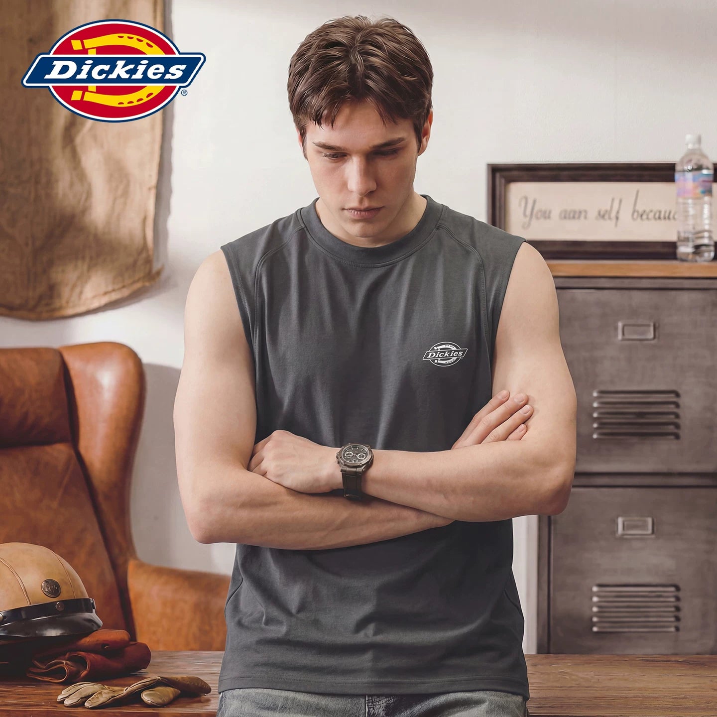 Dickies Emperor Cool Suitable Printed Letter Short sleeved Tank Top Summer American Sleeveless Shoulder Men's Thin Top Clothes Y