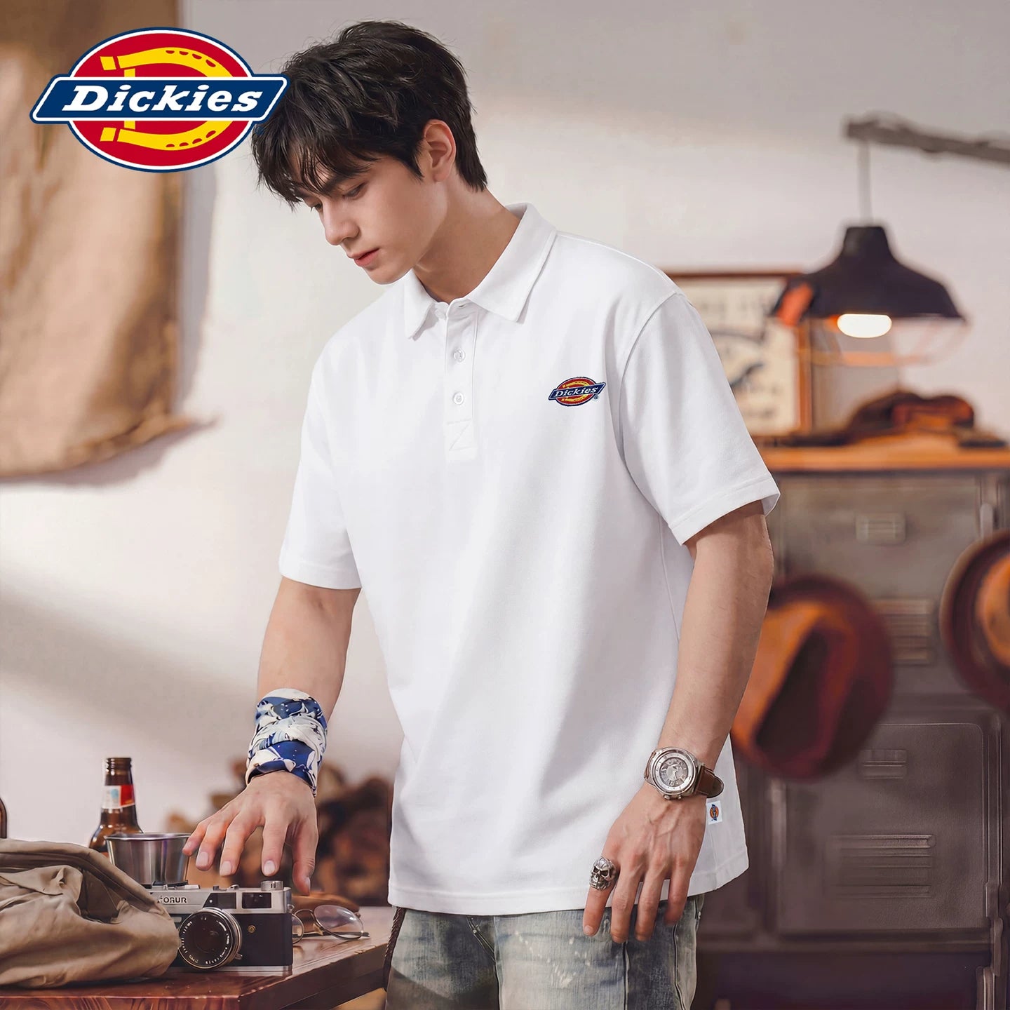 Dickies Emperor Cool Suitable Men's New Trendy Short sleeved Polo Shirt Summer Thin Style Contrast Splicing Collar Top Y