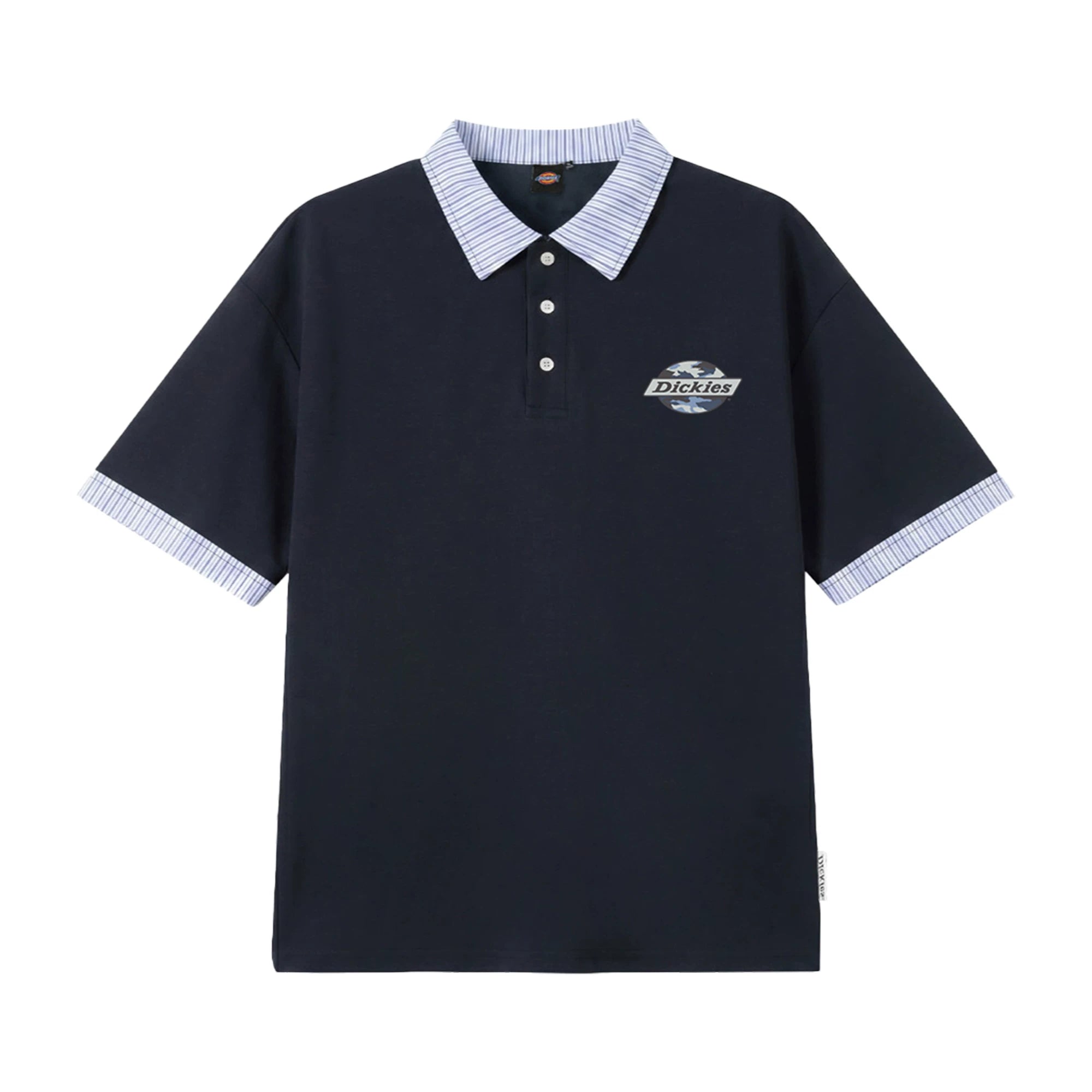Dickies帝酷适拼接短袖POLO衫男士夏季复古条纹宽松半袖休闲上衣M