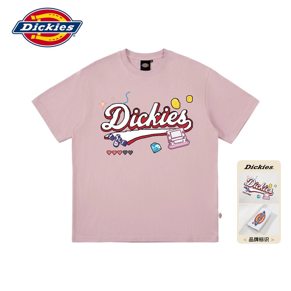 Dickies Emperor Cool Suitable Children's Fun Cartoon Letter Printed Short sleeved T-shirt Men's Summer Pure Cotton Half Sleeve Loose Top M