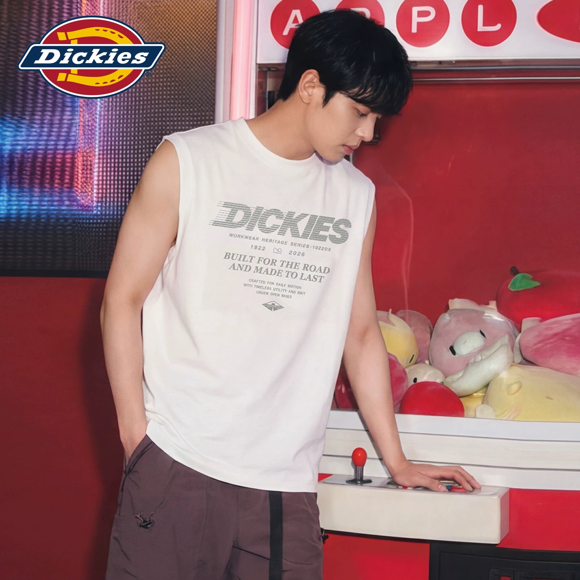 Dickies Cool Suitable Pure Cotton Shoulder Tank Top Men's Summer Printed Loose Casual Top Wear Sleeveless T-shirt M