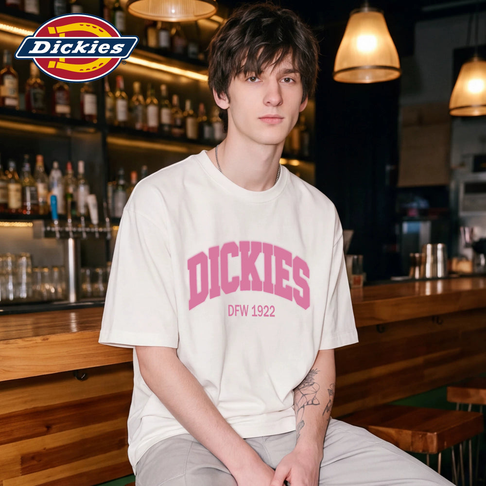 Dickies Cool American Trendy Brand Casual Short sleeved T-shirt for Men's Summer Round Neck Hooded Loose Half Sleeve Top M