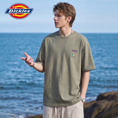 Dickies Cool Suitable Pure Cotton Short sleeved T-shirt Men's Summer American Trendy Brand Cartoon Letter Printed Half Sleeve Top M