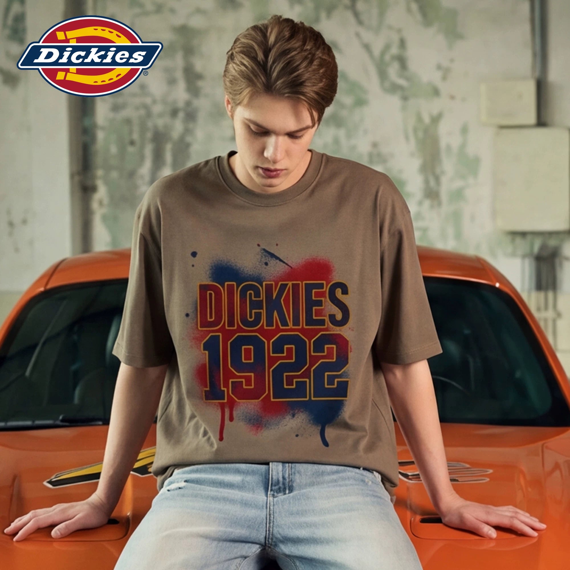 Dickies Emperor Cool Suitable American Pure Cotton Short sleeved T-shirt Men's Summer Graffiti Printed Loose Half Sleeve Couple Top M