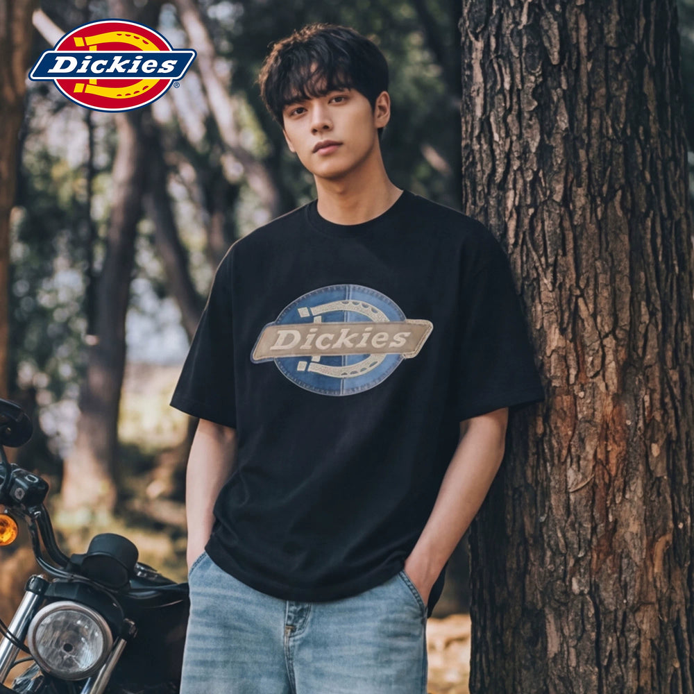 Dickies Cool Black Pure Cotton Short sleeved T-shirt Men's Summer Brand Classic LOGO Printed Half Sleeve Top M