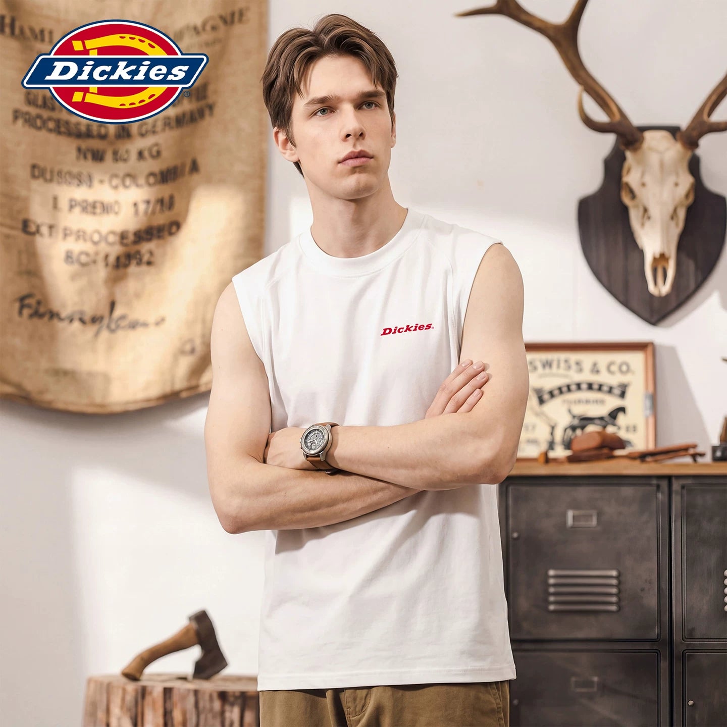 Dickies Emperor Cool Suitable Thin Printed Classic Letter Short Sleeve Tank Top Summer Sleeveless Men's Basic Top Y