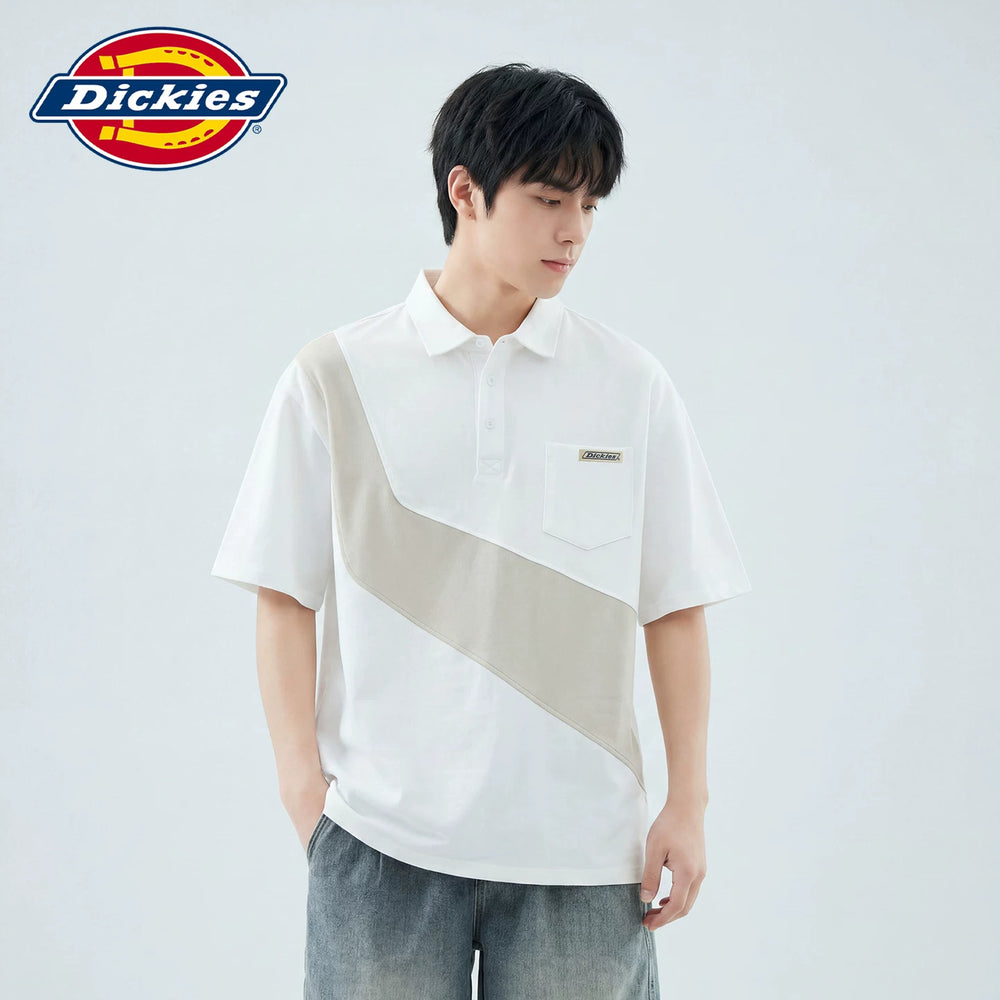 Dickies Cool Summer New Collection Color blocked Collar Short Sleeve Polo Shirt Men's Loose Versatile Top Y