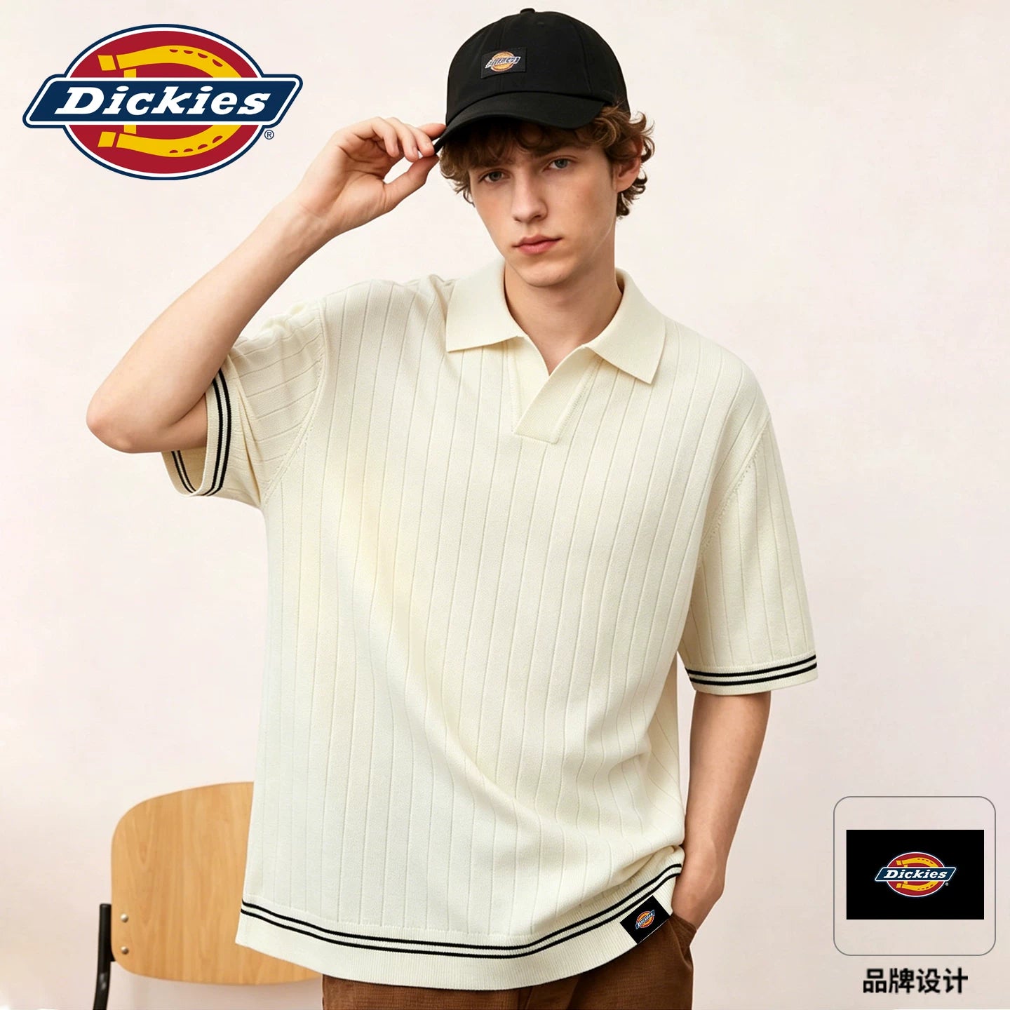 Dickies short sleeved men's 2026 summer new casual breathable seagull collar T-shirt youth top knitted polo shirt