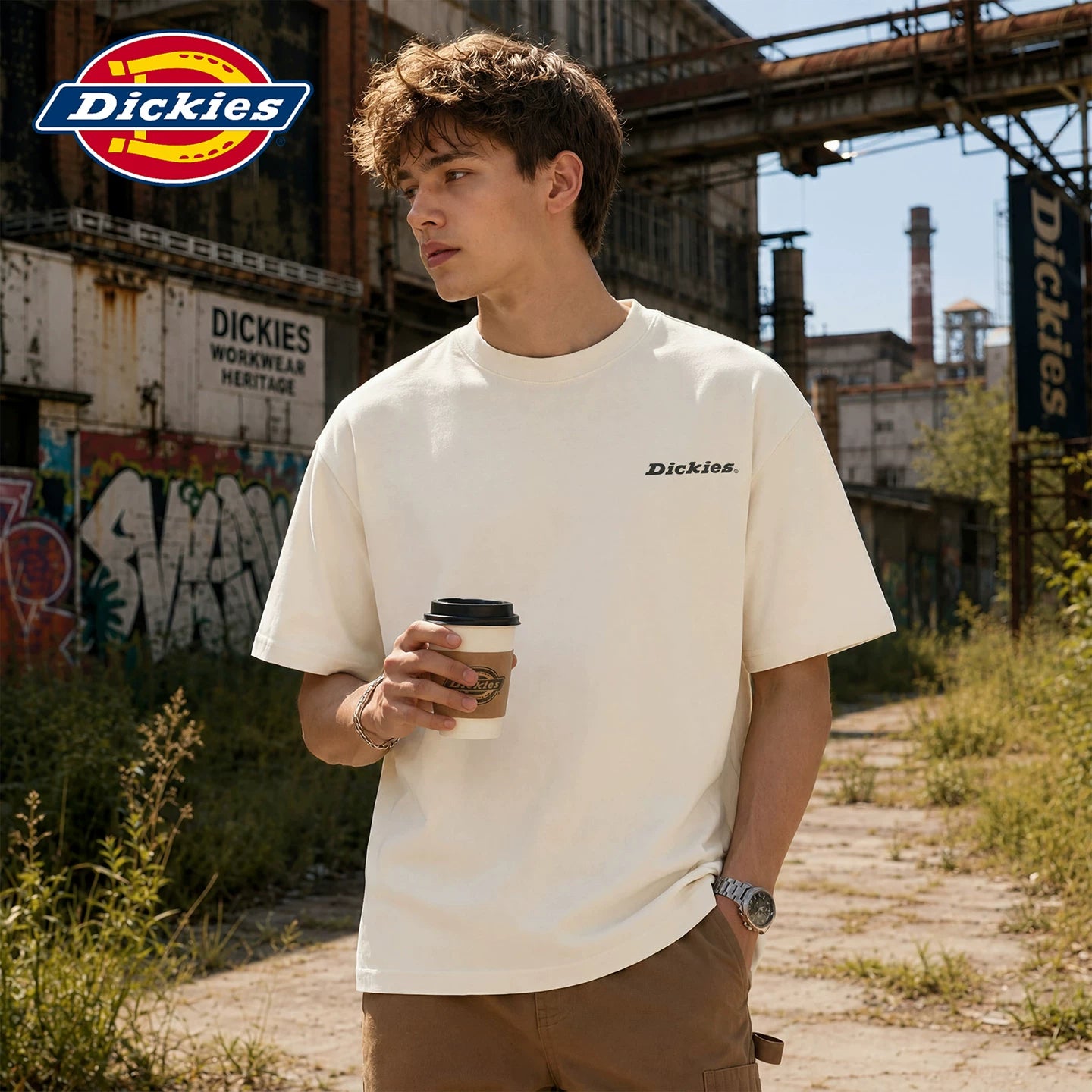 Dickies Cool Summer Letter Printed Design Short Sleeve T-shirt Men's New Round Neck Thin Top Y