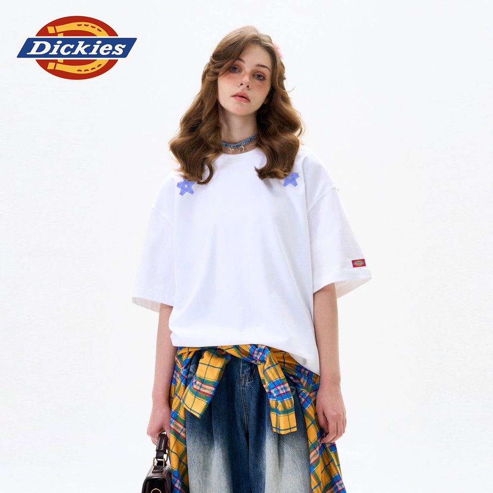 Dickies Heavy 320g Sorona Paris Cotton T-shirt Men's American Retro Letter Printed Loose Round Neck Short Sleeve