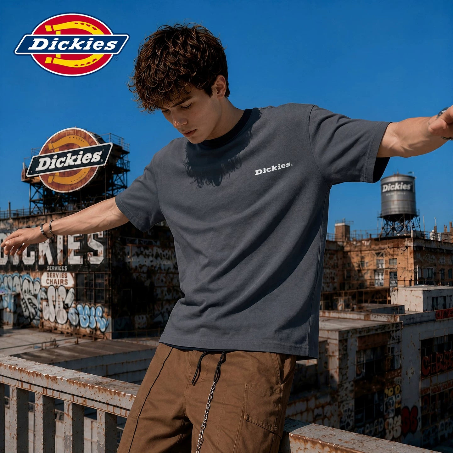 Dickies Cool Summer Letter Printed Design Short Sleeve T-shirt Men's New Round Neck Thin Top Y