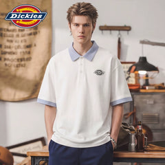Dickies Emperor Cool Suitable Stripe Splicing Collar Short Sleeve Polo Shirt Men's Summer Casual Half Sleeve T-shirt Top M