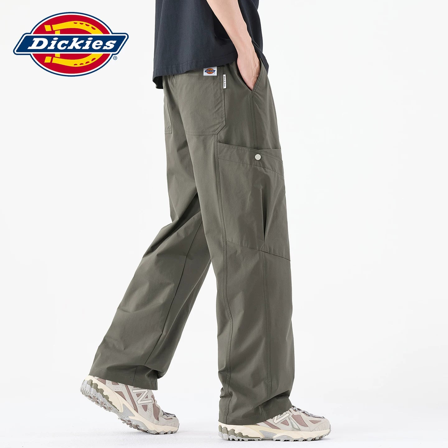 Dickies Cool Men's Work Pants Summer New Style Drawstring Thin Splicing Wide Leg Woven Casual Pants Y
