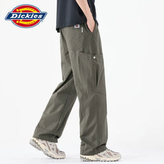 Dickies Cool Men's Work Pants Summer New Style Drawstring Thin Splicing Wide Leg Woven Casual Pants Y