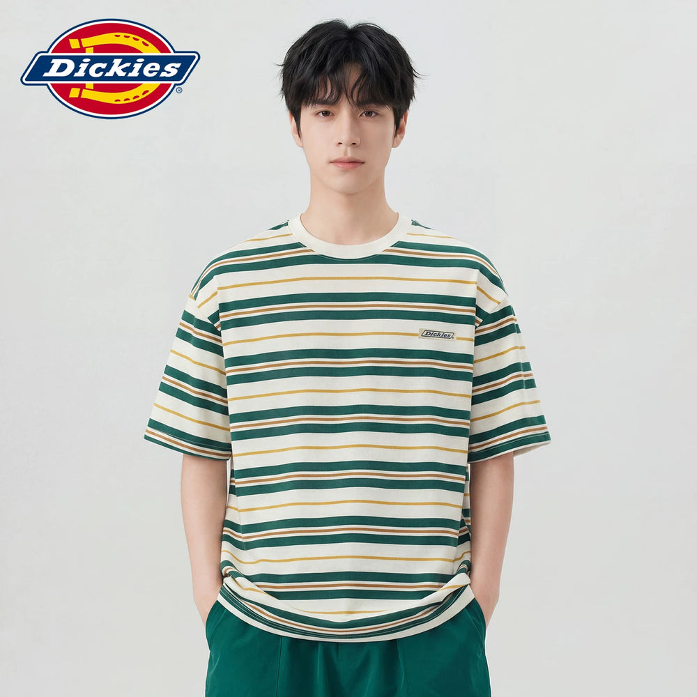 Dickies Cool Summer New Match Striped Short sleeved T-shirt for Men, Loose Thin Casual Top Y