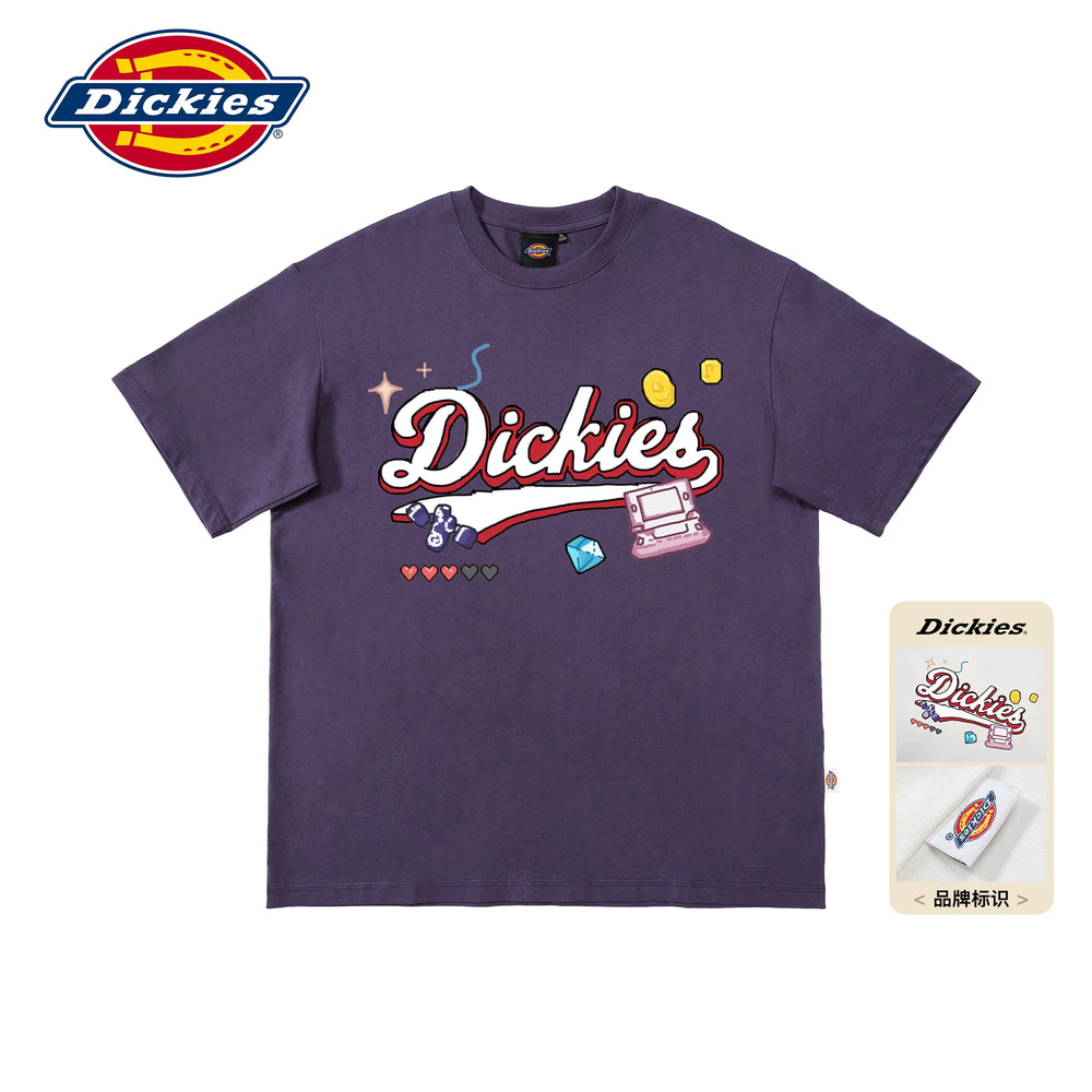 Dickies Emperor Cool Suitable Children's Fun Cartoon Letter Printed Short sleeved T-shirt Men's Summer Pure Cotton Half Sleeve Loose Top M