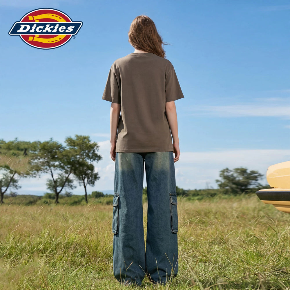 Dickies Cool American Trendy Brand Printed Short sleeved T-shirt for Women in 2026 Summer Loose Cotton Round Neck Top m