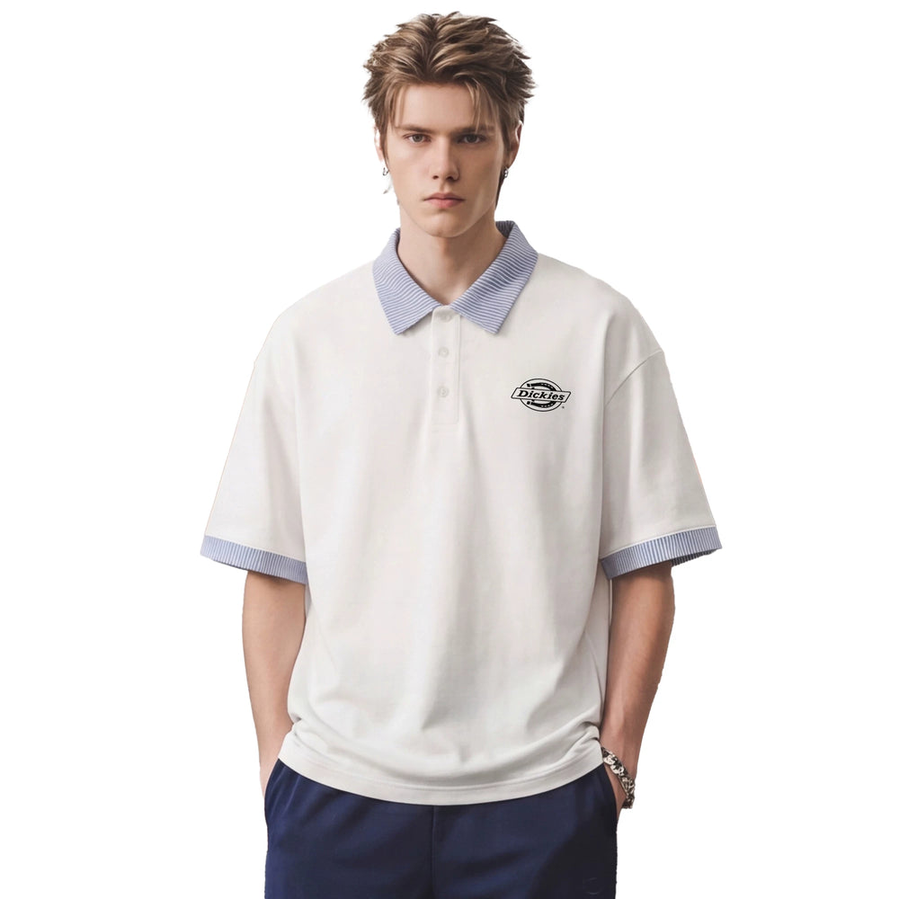 Dickies Emperor Cool Suitable Stripe Splicing Collar Short Sleeve Polo Shirt Men's Summer Casual Half Sleeve T-shirt Top M