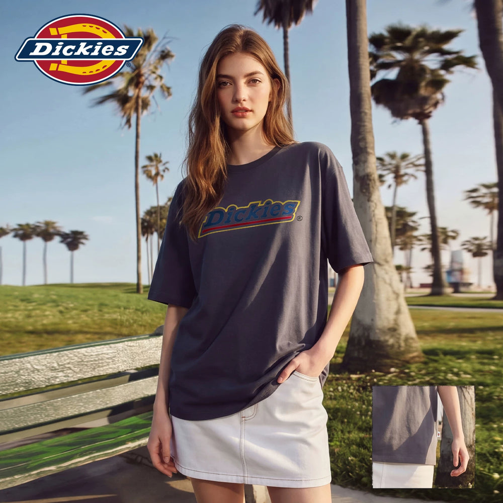 Dickies Cool Suitable Pure Cotton Short sleeved T-shirt for Women's Summer New Style American Trendy Brand Letter Printed Versatile Top m