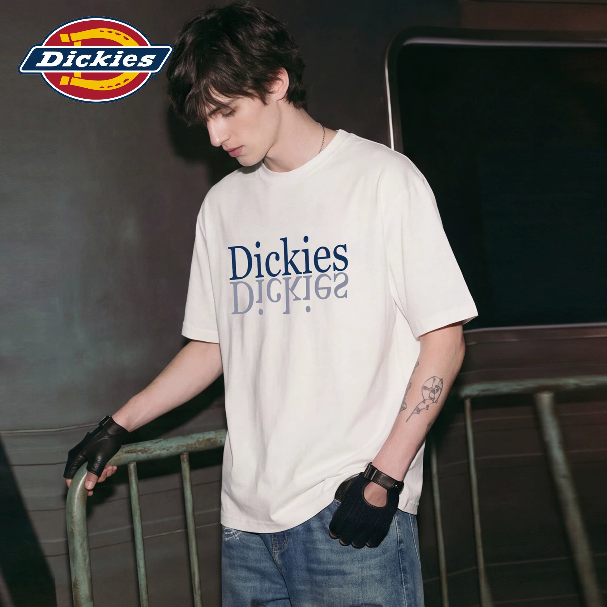 Dickies Emperor Cool Suitable Double layered Color Overlapping Short sleeved T-shirt Men's Summer Cotton Loose Round Neck Half Sleeve Top M
