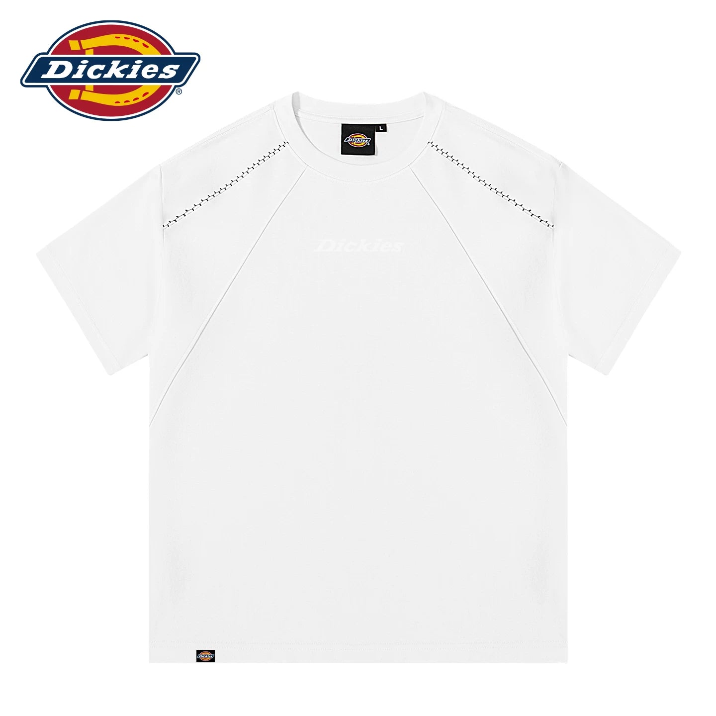 Dickies men's short sleeved T-shirt, American heavyweight deconstruction T-shirt, contrasting color and bright thread design, summer fashion trend A