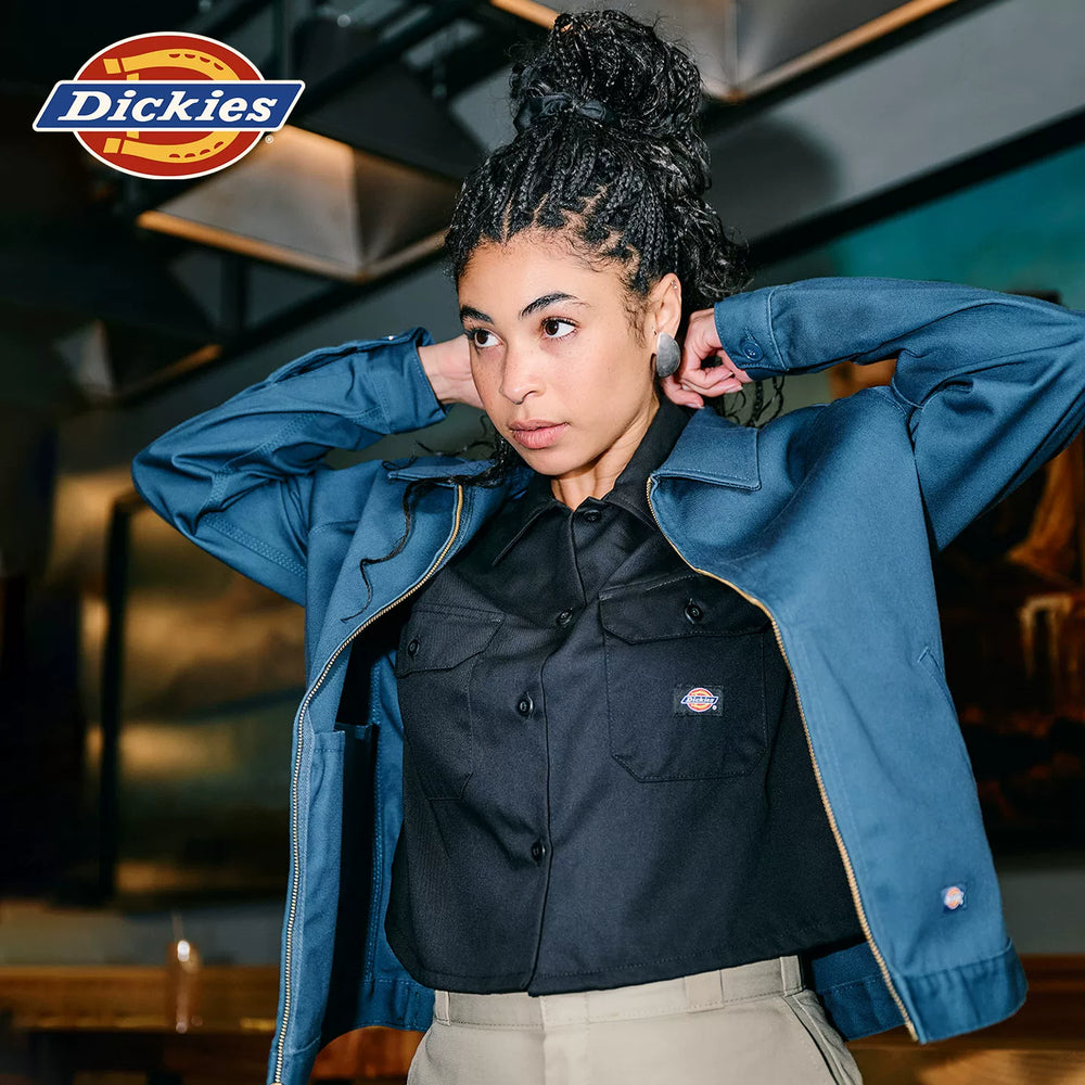 Dickies American workwear jacket unisex Lincoln green polyester cotton blend easy to clean long sleeved jacket