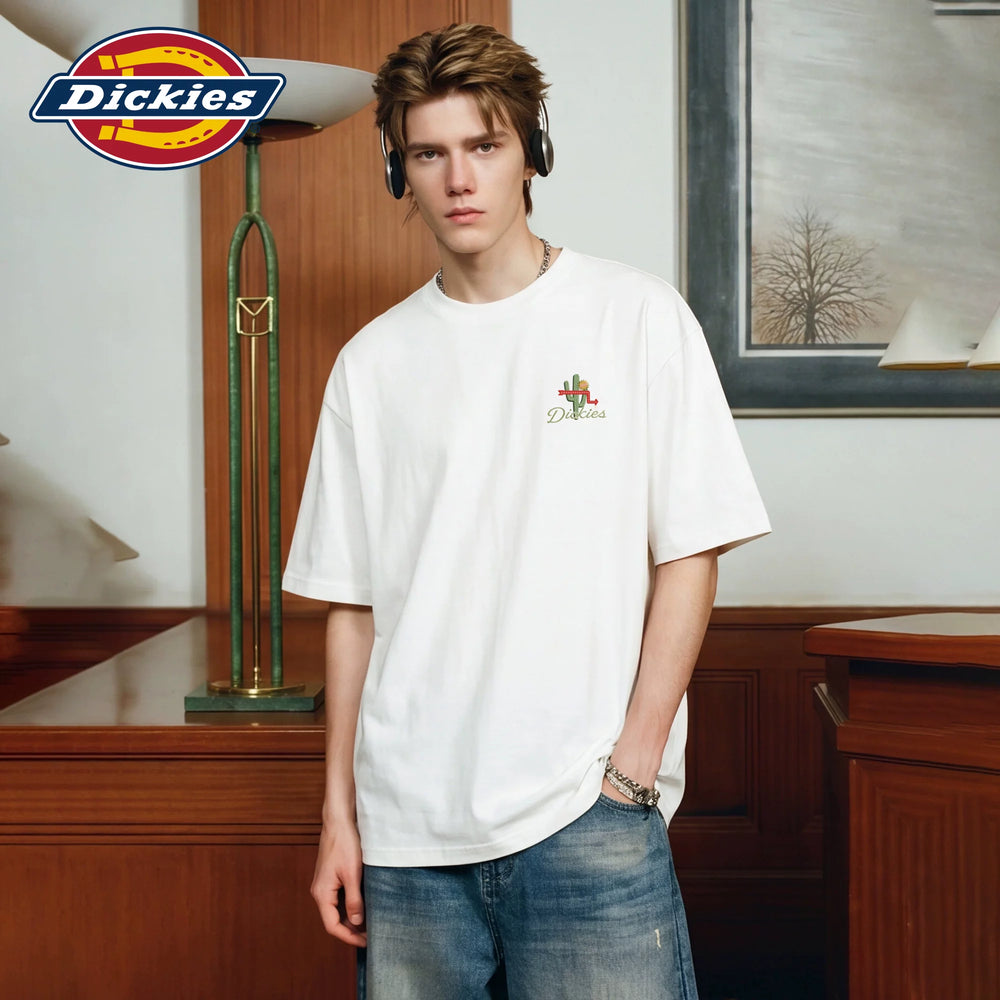 Dickies Emperor Cool Summer Cactus Road Sign Printed Short sleeved T-shirt for Boys, American Half Sleeve Cotton Top M
